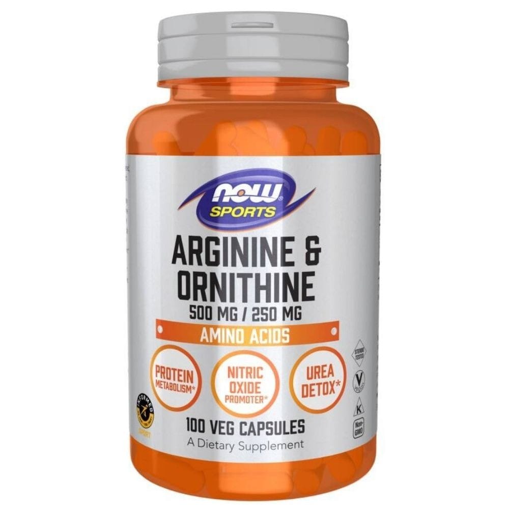 Now Foods L-Arginine 500 mg & L-Ornithine 250 mg - 100 Capsules