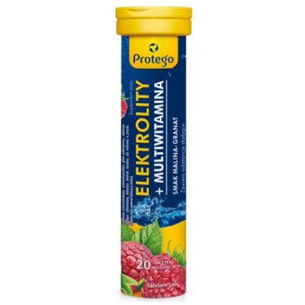 Protego Electrolytes + Multivitamin, Raspberry-Granate - 20 Effervescent Tablets