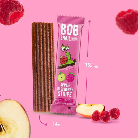 Bob Snail Jablečný a malinový proužek bez přidaného cukru - 14 g