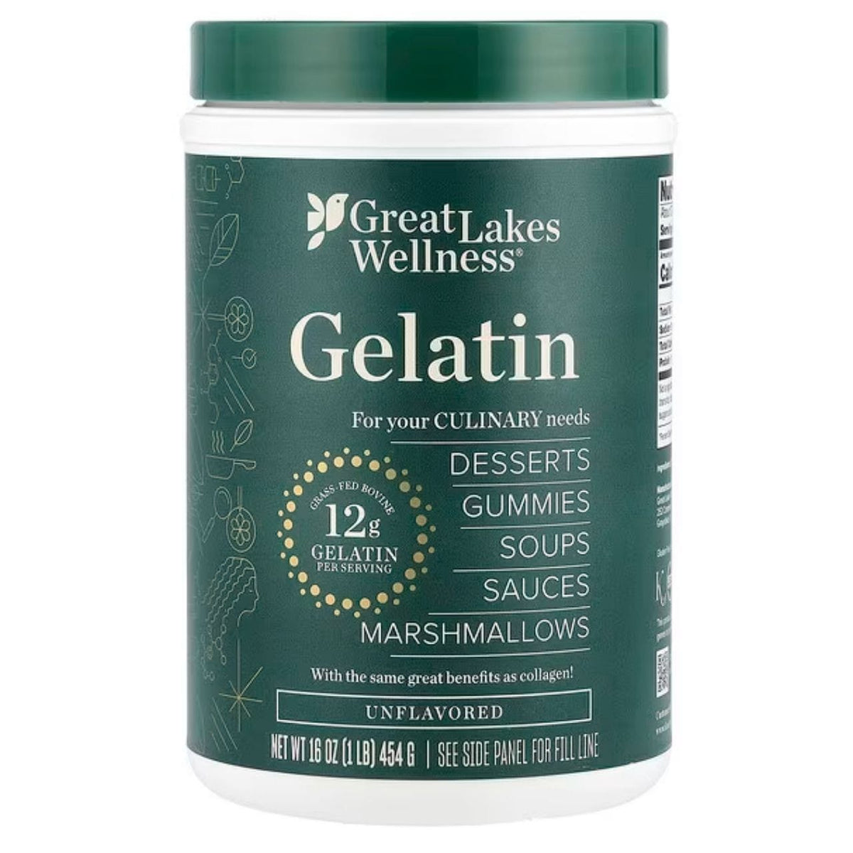 Great Lakes Wellness Gelatin Powder, Unflavored - 454 g