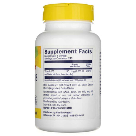 Healthy Origins Vitamin D3 2000 IU - 240 Softgels