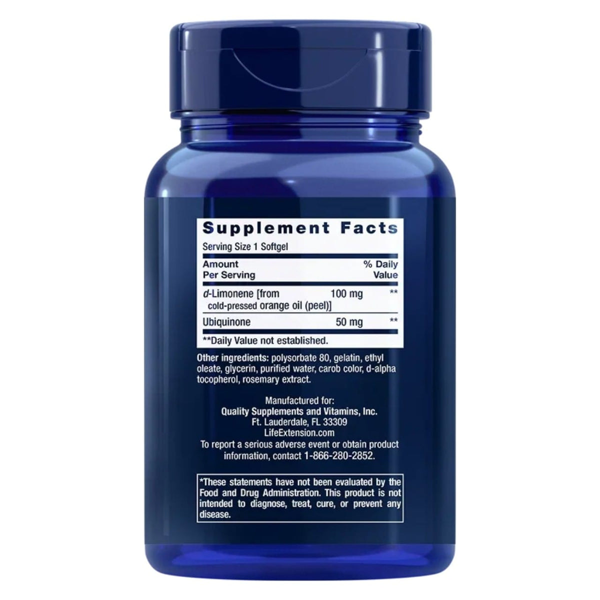 Life Extension CoQ10 100 mg with d-Limonene - 60 Capsules