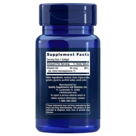 Life Extension Low Dose Vitamin K2 (MK-7) 45 mcg - 90 Softgels