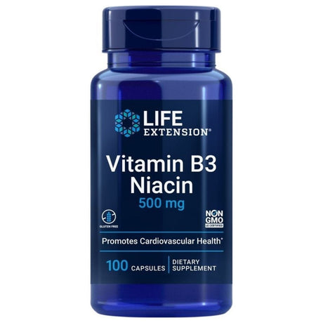 Life Extension Vitamin B3 Niacin 500 mg - 100 Capsules