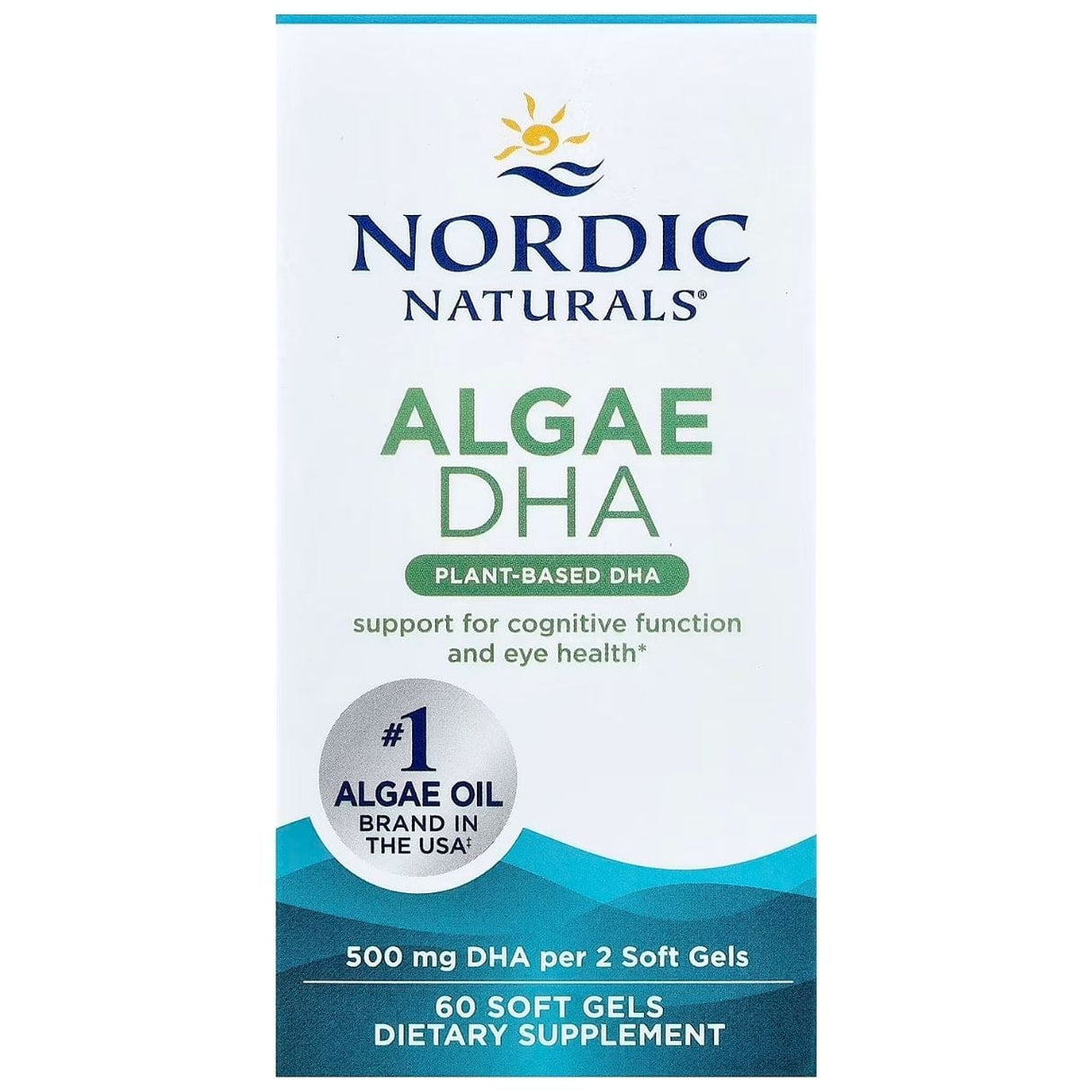 Nordic Naturals Algae DHA (Omega-3 from Algae) 500 mg - 60 Capsules