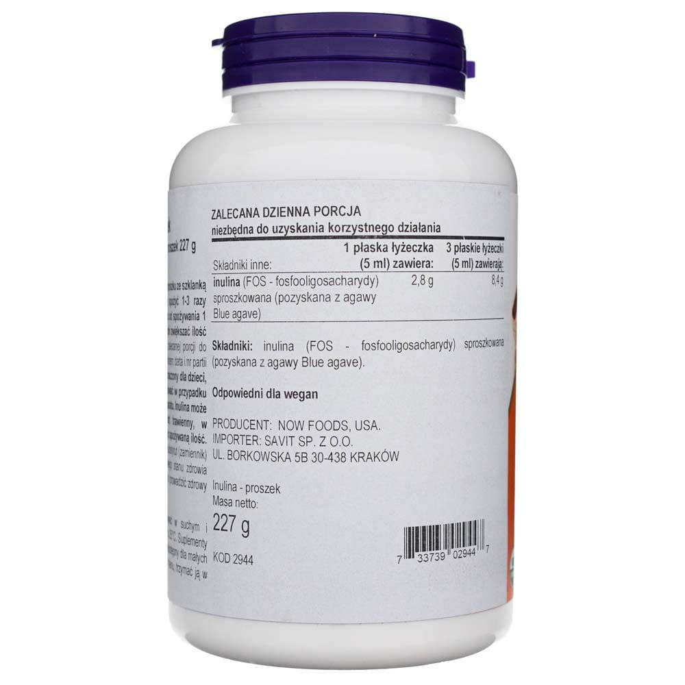 Now Foods Inulin Prebiotic Pure Powder, Organic - 227 g