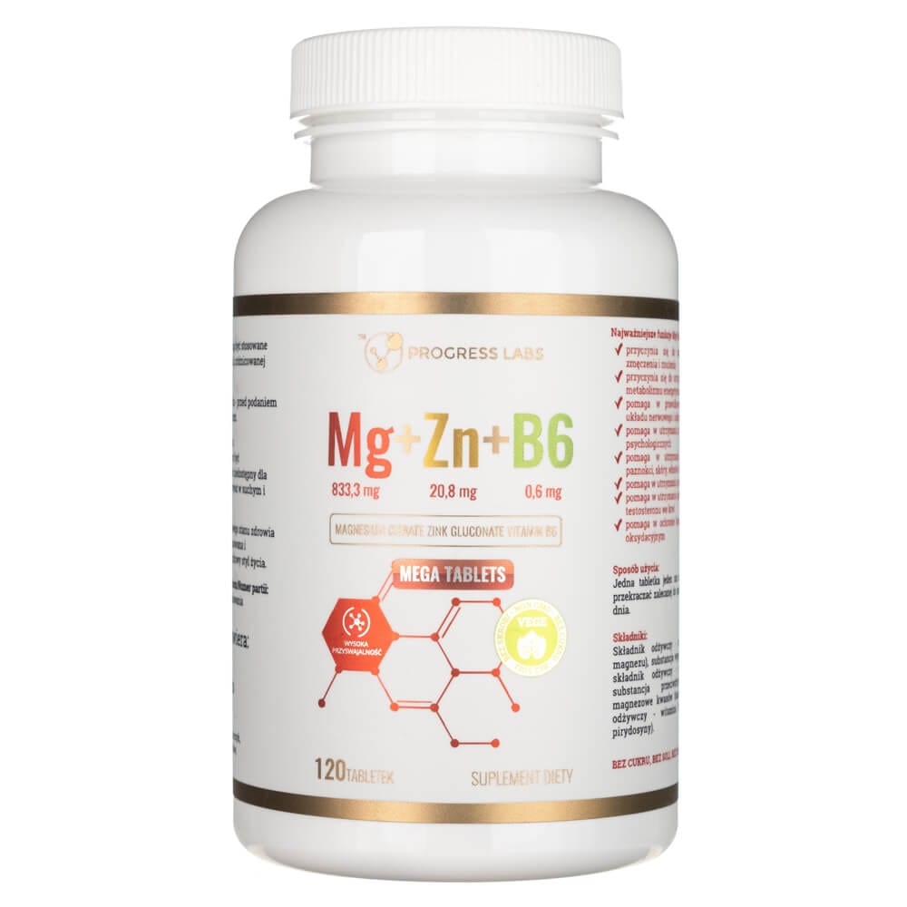 Progress Labs Hořčík + zinek + vitamin B6 120 tablet – Medpak