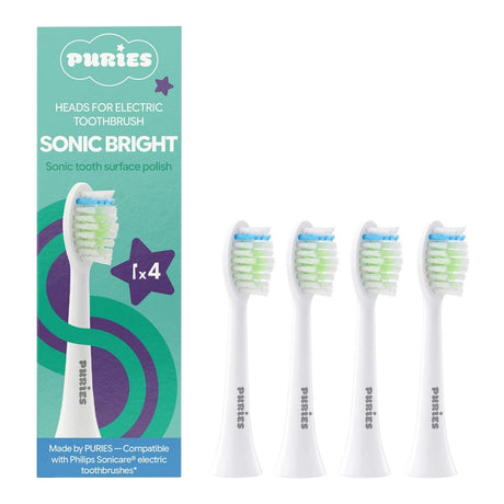 Puries Sonic Bright Electric Toothbrush Heads for Sonicare - 4 Pieces