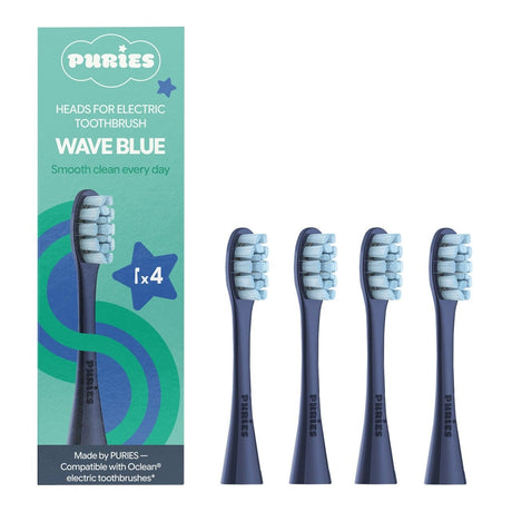 Puries Wave Blue Electric Toothbrush Heads for Oclean - 4 Pieces