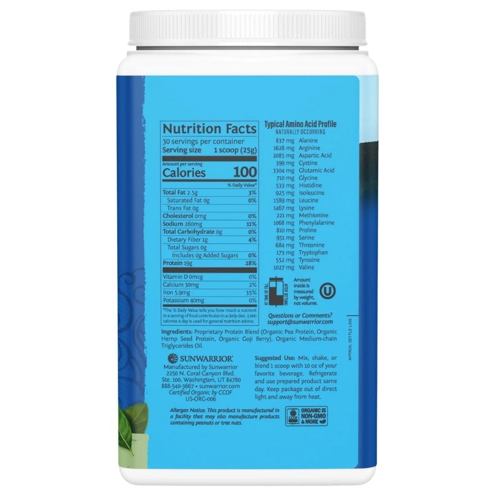Sunwarrior Warrior Blend Protein, Plant Protein, Natural - 750 g