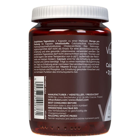 Vitaler's Calcium Citrate 1200 mg + Vitamin D3 2000 IU - 60 Capsules