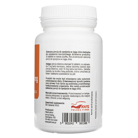 Aliness Natural BetaCarotene - 100 Tablets