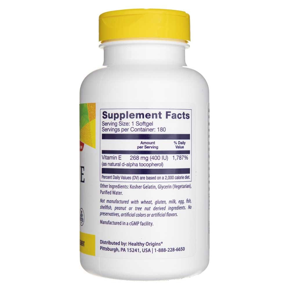 Healthy Origins Vitamin E 400 IU - 180 Softgels