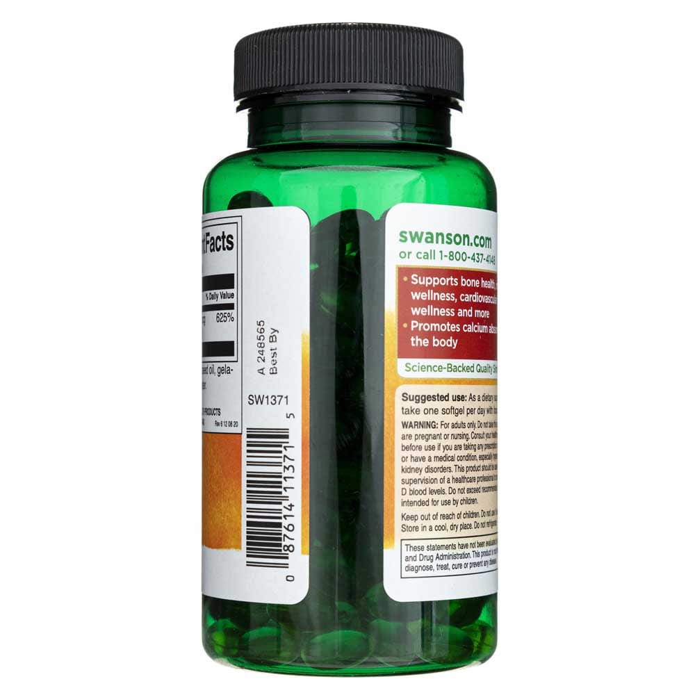 Swanson Vitamin D3 125 mcg (5000 IU) - 250 Softgels