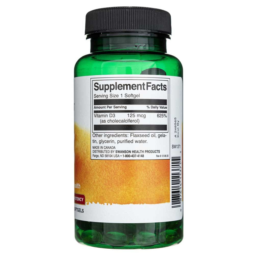 Swanson Ravarestroli Swanson Vitamin D3 5000 IU – 250 měkkých tobolek | Medpak